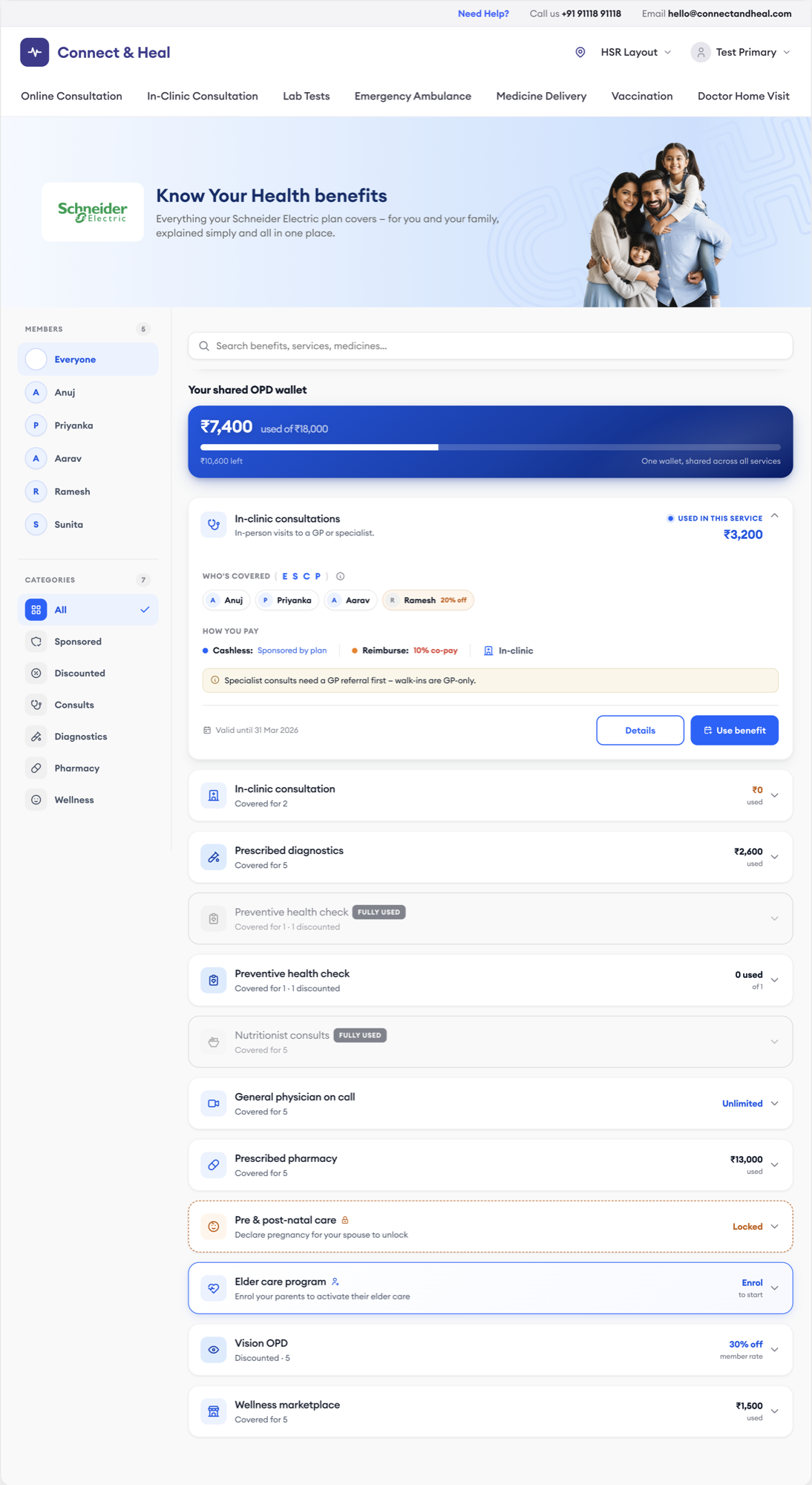 The redesigned benefits page with a wallet hero and grouped cards